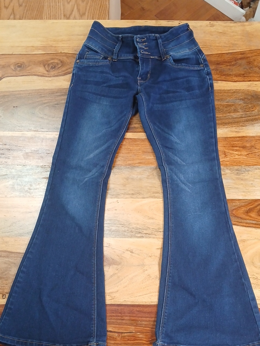 BAMBOO Dark Blue Flare Jeans for Women